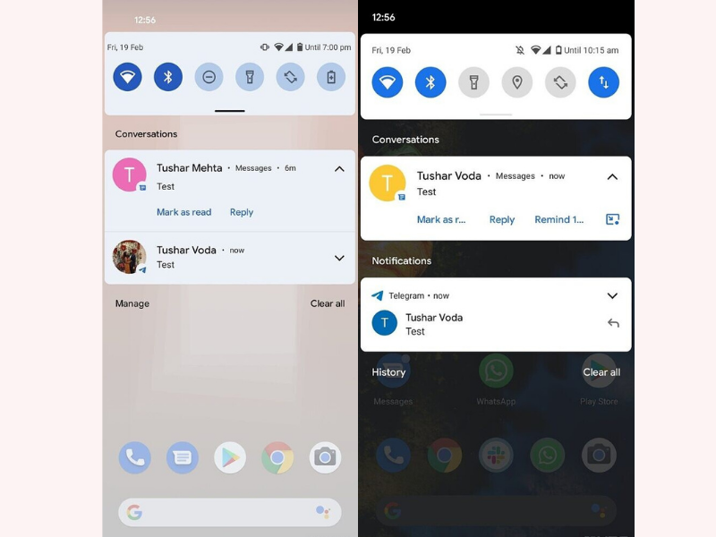 Thanh thông báo trên Android 12. (Nguồn: XDA Developer Preview). Thanh thông báo trên Android 12. (Nguồn: XDA Developer Preview).