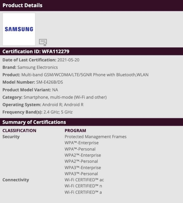 Galaxy F42 5G được Wi-Fi Alliance phê duyệt